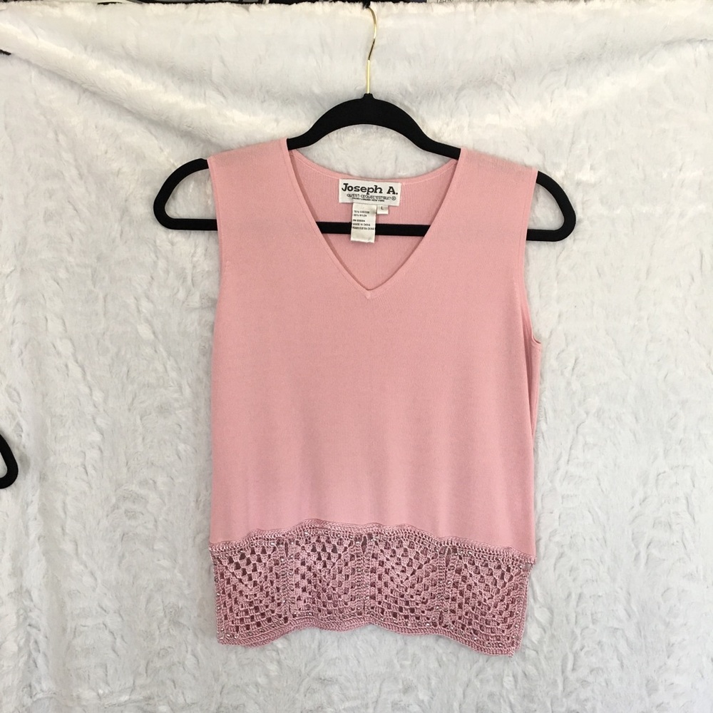 Rose pink beaded tank